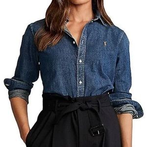 Women’s Ralph Lauren dark navy denim shirt.